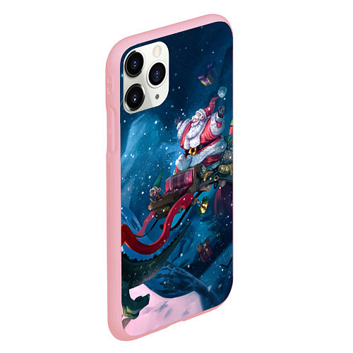 Чехол iPhone 11 Pro матовый Санта с динозаврами / 3D-Баблгам – фото 2