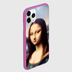 Чехол iPhone 11 Pro матовый Нейросеть- азиатская Мона Лиза, цвет: 3D-фиолетовый — фото 2