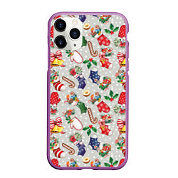 Чехол iPhone 11 Pro матовый Christmas Pattern, цвет: 3D-фиолетовый