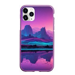 Чехол iPhone 11 Pro матовый Фиолетовые горы, цвет: 3D-фиолетовый