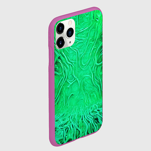 Чехол iPhone 11 Pro матовый Зелёный симбионт абстракция / 3D-Фиолетовый – фото 2