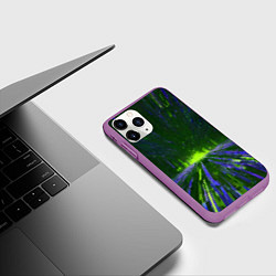 Чехол iPhone 11 Pro матовый Абстрактный путь в зелёный портал, цвет: 3D-фиолетовый — фото 2
