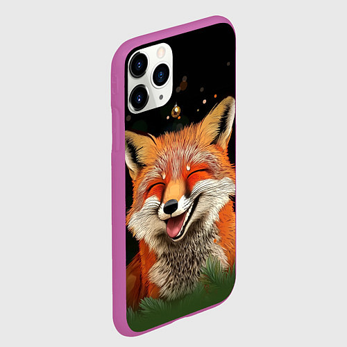 Чехол iPhone 11 Pro матовый Лиса с улыбкой / 3D-Фиолетовый – фото 2