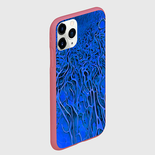Чехол iPhone 11 Pro матовый Синий симбионт абстракция / 3D-Малиновый – фото 2
