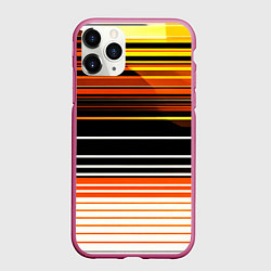 Чехол iPhone 11 Pro матовый Разноцветные вертикальные линии, цвет: 3D-малиновый