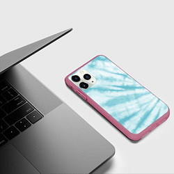 Чехол iPhone 11 Pro матовый Голубой тай дай, цвет: 3D-малиновый — фото 2