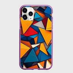 Чехол iPhone 11 Pro матовый Разноцветные треугольники, цвет: 3D-фиолетовый