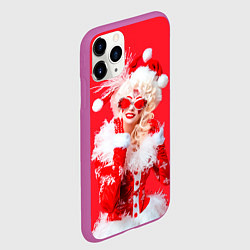 Чехол iPhone 11 Pro матовый Креативная снегурочки - высокая мода, цвет: 3D-фиолетовый — фото 2