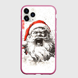 Чехол iPhone 11 Pro матовый Японский Санта - банзай, цвет: 3D-малиновый