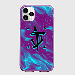 Чехол iPhone 11 Pro матовый Doom neon flame, цвет: 3D-фиолетовый