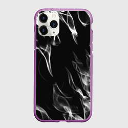 Чехол iPhone 11 Pro матовый Белые языки пламени текстура, цвет: 3D-фиолетовый