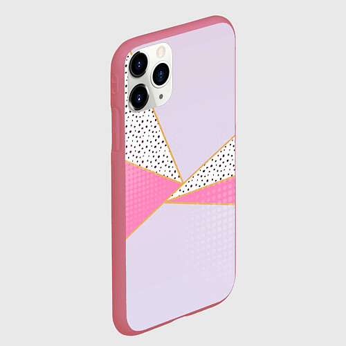 Чехол iPhone 11 Pro матовый Геометрическая абстракция с треугольниками и пятни / 3D-Малиновый – фото 2