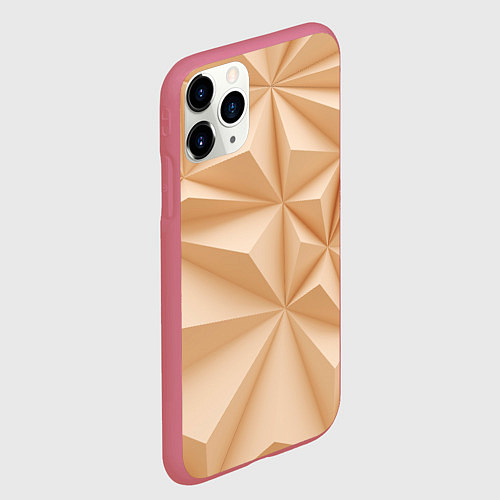 Чехол iPhone 11 Pro матовый Бежевые полигональные фигуры / 3D-Малиновый – фото 2