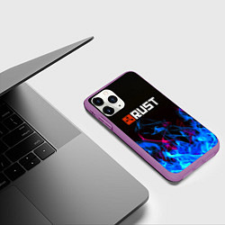 Чехол iPhone 11 Pro матовый Rust neon flame, цвет: 3D-фиолетовый — фото 2