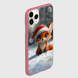 Чехол iPhone 11 Pro матовый Новогодняя милая лисичка, цвет: 3D-малиновый — фото 2