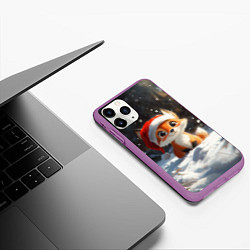 Чехол iPhone 11 Pro матовый Маленькая новогодняя лисичка, цвет: 3D-фиолетовый — фото 2