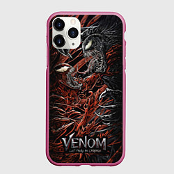 Чехол iPhone 11 Pro матовый Venom vs Carnage, цвет: 3D-малиновый