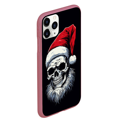 Чехол iPhone 11 Pro матовый Santa skull / 3D-Малиновый – фото 2