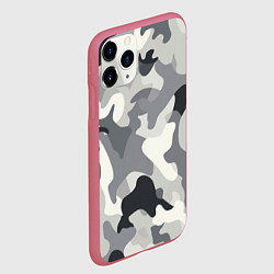 Чехол iPhone 11 Pro матовый Бело-серый камуфляж, цвет: 3D-малиновый — фото 2