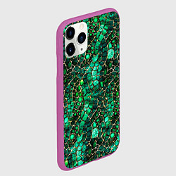 Чехол iPhone 11 Pro матовый Змеиная зелёная кожа, цвет: 3D-фиолетовый — фото 2