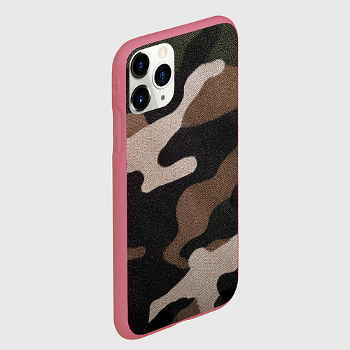 Чехол iPhone 11 Pro матовый Армейский камуфляж / 3D-Малиновый – фото 2