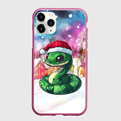 Чехол iPhone 11 Pro матовый Змейка в деревне - символ 2025, цвет: 3D-малиновый