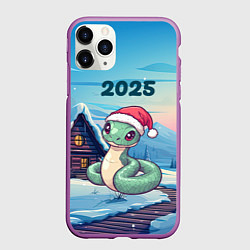 Чехол iPhone 11 Pro матовый Новый год змейка 2025, цвет: 3D-фиолетовый