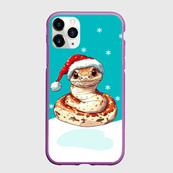 Чехол iPhone 11 Pro матовый Змейка новогодняя, цвет: 3D-фиолетовый