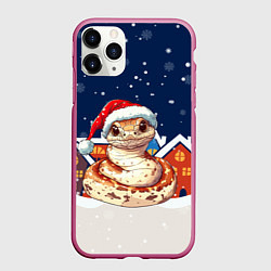 Чехол iPhone 11 Pro матовый Змейка новогодняя 2025, цвет: 3D-малиновый