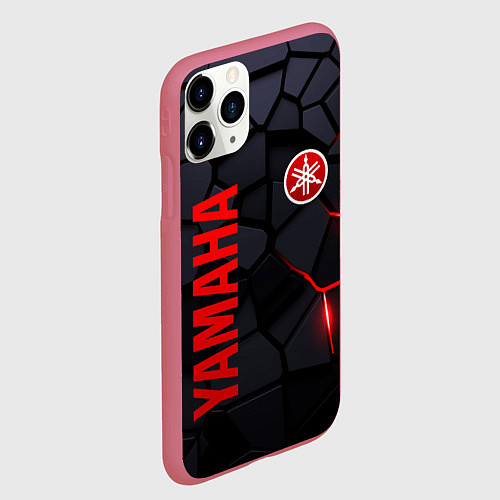 Чехол iPhone 11 Pro матовый Yamaha - плиты с эффектом свечения / 3D-Малиновый – фото 2
