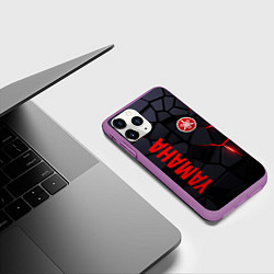 Чехол iPhone 11 Pro матовый Yamaha - плиты с эффектом свечения, цвет: 3D-фиолетовый — фото 2