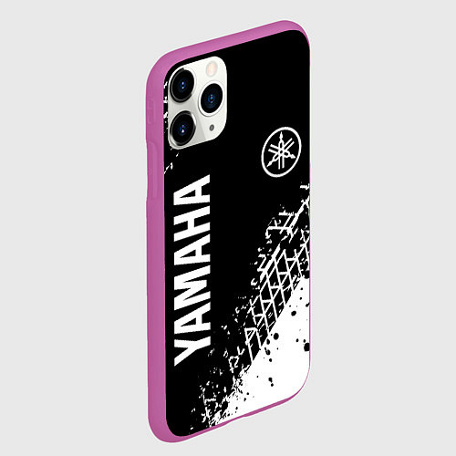 Чехол iPhone 11 Pro матовый Yamaha - следы от шин / 3D-Фиолетовый – фото 2