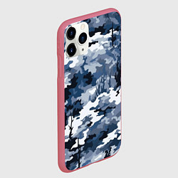 Чехол iPhone 11 Pro матовый Камуфляж серо синий, цвет: 3D-малиновый — фото 2