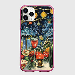 Чехол iPhone 11 Pro матовый Новогоднее настроение в деталях, цвет: 3D-малиновый