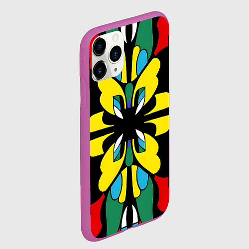 Чехол iPhone 11 Pro матовый Яркий калейдоскоп / 3D-Фиолетовый – фото 2