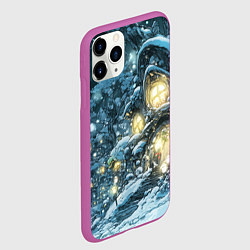 Чехол iPhone 11 Pro матовый Новогодний пещерный домик, цвет: 3D-фиолетовый — фото 2
