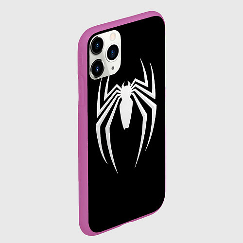 Чехол iPhone 11 Pro матовый Black SpiderMan / 3D-Фиолетовый – фото 2