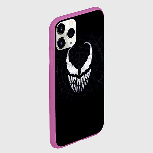 Чехол iPhone 11 Pro матовый Venom face - logo / 3D-Фиолетовый – фото 2