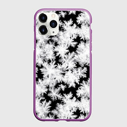 Чехол iPhone 11 Pro матовый Снежинки на стекле, цвет: 3D-фиолетовый