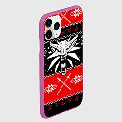 Чехол iPhone 11 Pro матовый Ведьмак новогодний ugly свитер, цвет: 3D-фиолетовый — фото 2