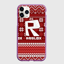 Чехол iPhone 11 Pro матовый Новогодний свитер ugly Roblox, цвет: 3D-фиолетовый