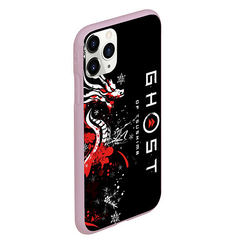 Чехол iPhone 11 Pro матовый Ghost of Tsushima - snowflakesv / 3D-Розовый – фото 2