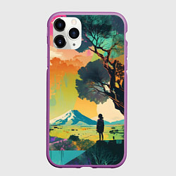 Чехол iPhone 11 Pro матовый На природе абстракция, цвет: 3D-фиолетовый
