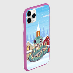 Чехол iPhone 11 Pro матовый Змейка 2025 новый год, цвет: 3D-фиолетовый — фото 2