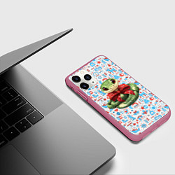 Чехол iPhone 11 Pro матовый Змейка с красным бантиком, цвет: 3D-малиновый — фото 2