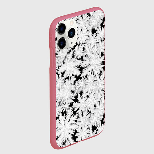 Чехол iPhone 11 Pro матовый Мороз на стекле / 3D-Малиновый – фото 2