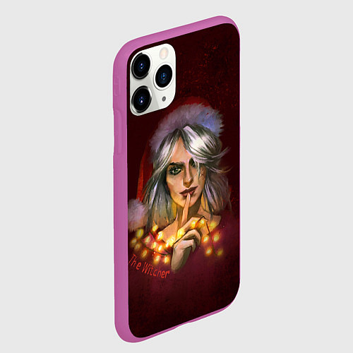Чехол iPhone 11 Pro матовый Цирилла в шапке - The Witcher new year / 3D-Фиолетовый – фото 2