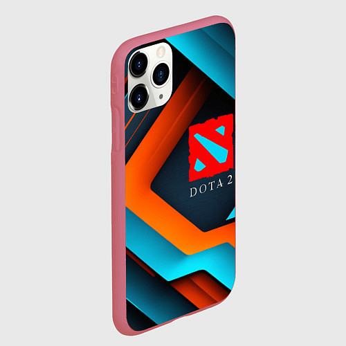 Чехол iPhone 11 Pro матовый Dota 2 абстракция из линий / 3D-Малиновый – фото 2