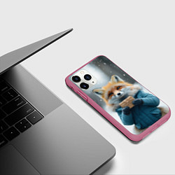 Чехол iPhone 11 Pro матовый Лисица с подарком, цвет: 3D-малиновый — фото 2