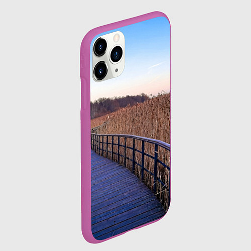 Чехол iPhone 11 Pro матовый Камышовые плавни на Финском заливе / 3D-Фиолетовый – фото 2